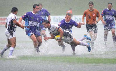 A player dives over for a try during the Ella rugby sevens tournament at BCU stadium. A player dives over for a try during the Ella rugby sevens tournament at BCU stadium.